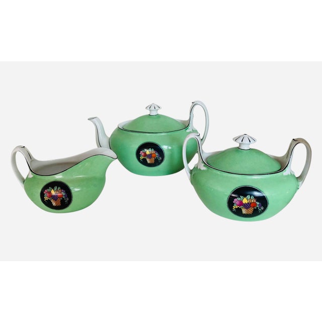 Art Deco Green F & W Tea Service, Set/3 For Sale - Image 10 of 10