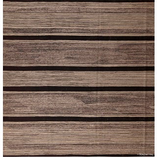 Nazmiyal Collection Grey Black Modern Flatweave Square Shape Area Kilim Rug For Sale
