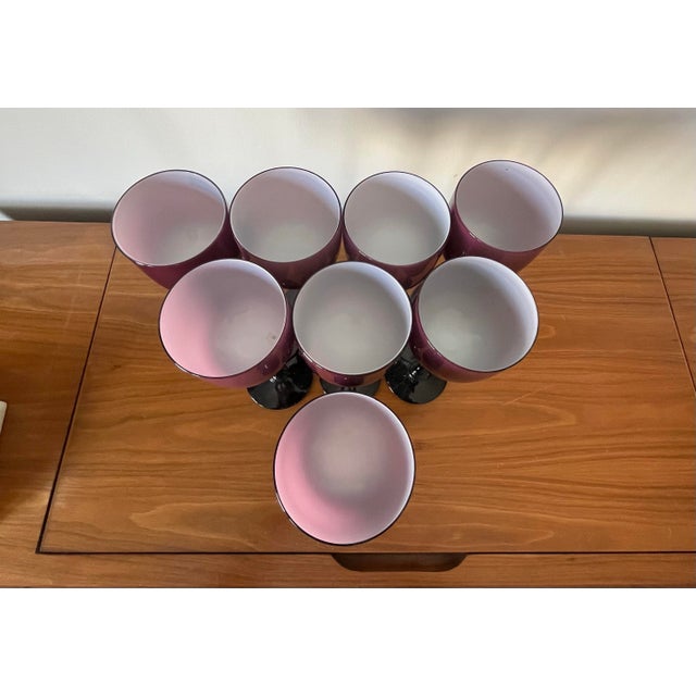 Set of 8 Carlo Moretti Empoli Cased Glass Plum Wine Glasses For Sale In New York - Image 6 of 7