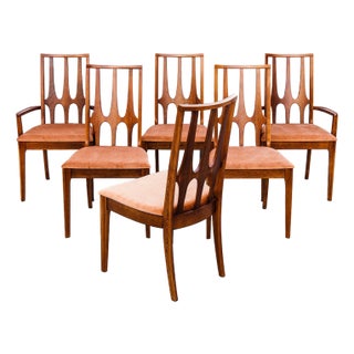 Vintage Mid Century "Brasilia" Walnut Dining Chairs by Broyhill For Sale