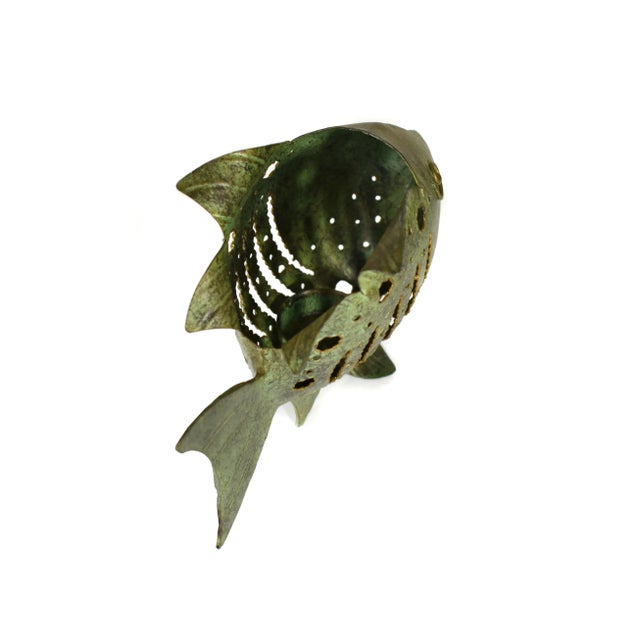 Cutout Metal Green Gold Fish Tealight Candle Holder Chairish