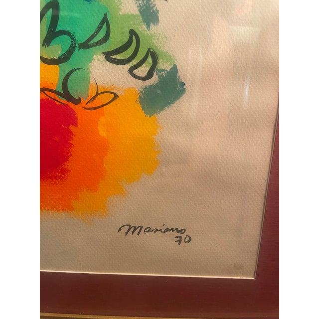 1970s Original Rooster Watercolor by Mariano Rodriguez 1912-1990 For Sale - Image 4 of 5