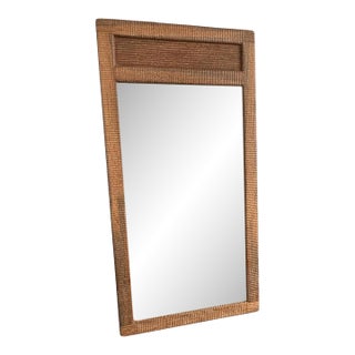 Andrianna Shamaris Minimalist Hand Carved Teak Wood Mirror For Sale