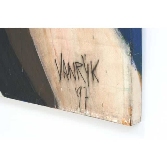 Black Georges-Charles Vanrijk, Humphrey Bogart, Mixed Media Painting, 1997 For Sale - Image 8 of 10