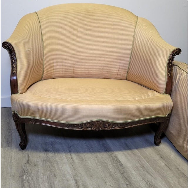 Antique French Louis XV Style Carved Walnut Settee Loveseat, Early 20th Century For Sale - Image 11 of 11