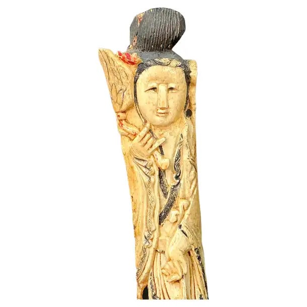 Chinese Stained and Carved Bone Ancestral Figures, a Pair For Sale - Image 9 of 11