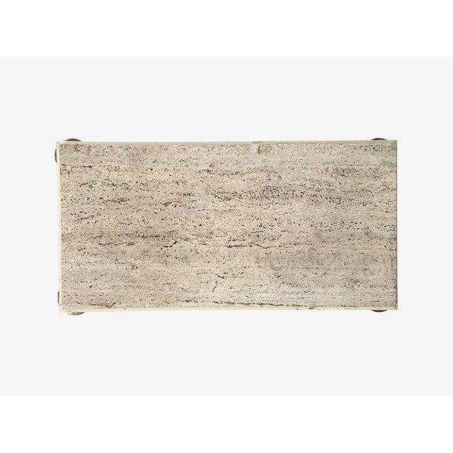 White Neoclassical, Coffee Table, Travertine, Wood, Bronze, Usa, 1960s For Sale - Image 8 of 10
