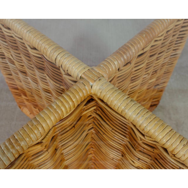 Italian Organic Modern Rattan Wicker Glass Top Cocktail Table For Sale - Image 13 of 17