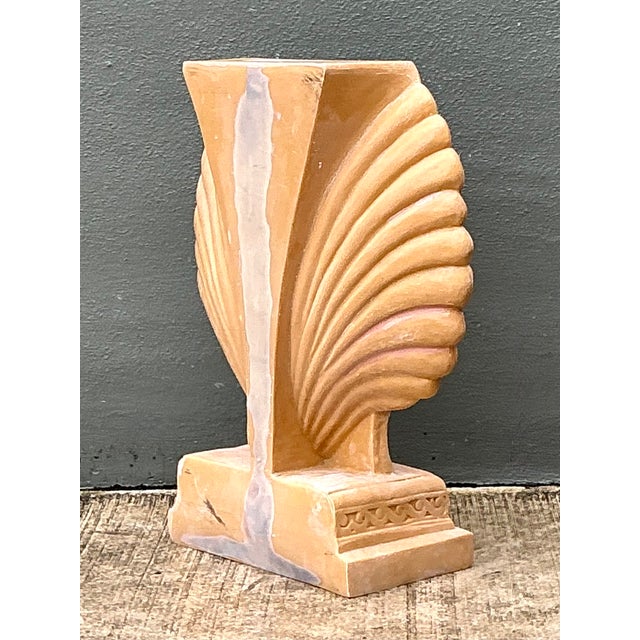 Vintage Eco-Plaster Clam Shell Console Pedestal For Sale - Image 12 of 12