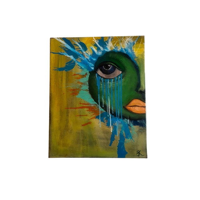 Contemporary RacquelJ “Tears Spoken” Original Acrylic on Canvas (2020s) For Sale - Image 3 of 3