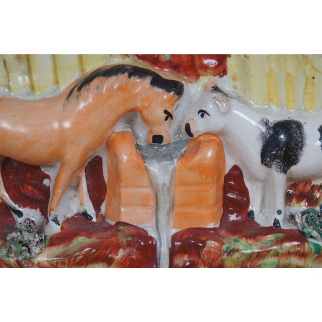 Antique Staffordshire Porcelain Good Companions Tree of Life Spill Vase For Sale - Image 11 of 12