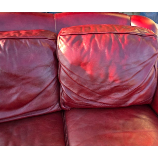 Hancock & Moore Sundance Burgundy Leather Sofa With Nailhead Trim and Turned Bun Feet For Sale - Image 11 of 18
