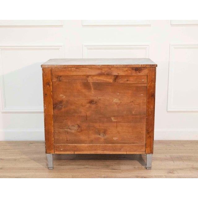 Wood Mid 20th Century Swedish Gustavian-Style Blue Chest of Drawers with Faux Marble Top For Sale - Image 7 of 8