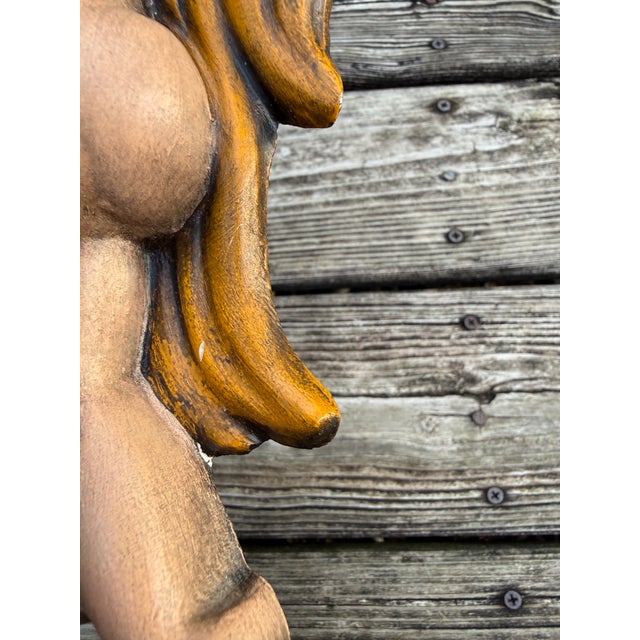 Sculpture Materials Chalkware Nude Cherub Sculptural Wall Hangings For Sale - Image 7 of 12