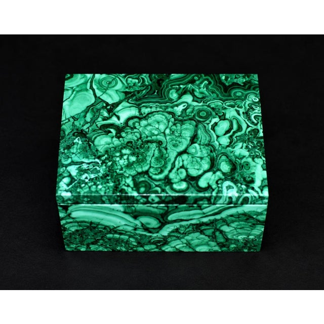 Green Malachite Box Butterfly and Lake Italian Crafted Gemstone Box For Sale - Image 8 of 18
