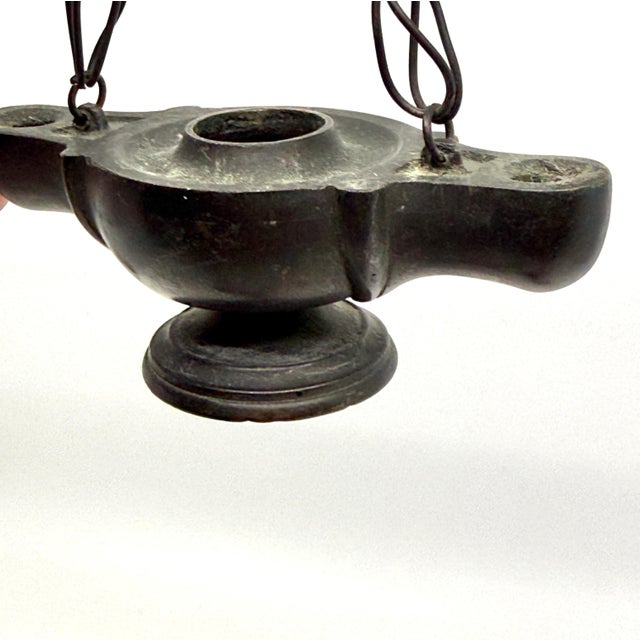 Black 19th Century Pompeiian Bronze Neoclassical Grand Tour Souvenir Oil Lamp Heron For Sale - Image 8 of 17