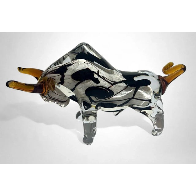 Murano Glass Bull Sculpture Sommerso Technique For Sale - Image 12 of 18