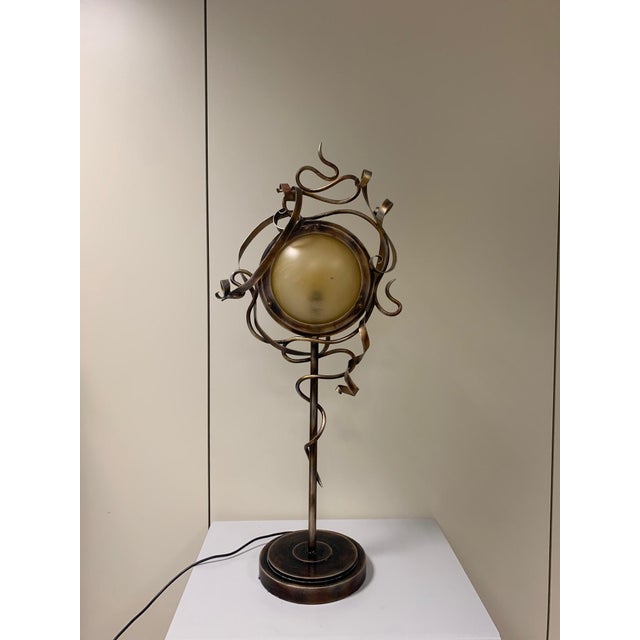 Wrought Iron Table Lamp by Leeazanne for Lam Lee Group, 1990s For Sale - Image 3 of 8