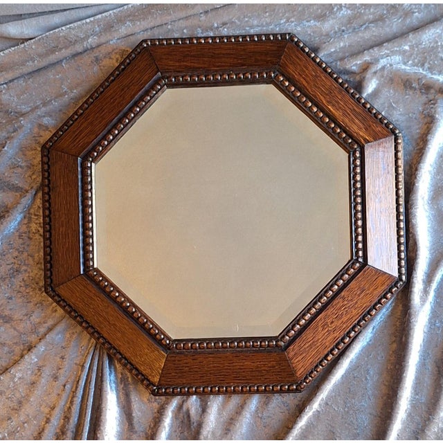 1920s Vintage German Wall Mirror with Oak Frame, 1920s For Sale - Image 5 of 5