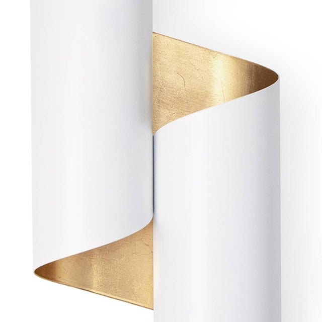 Traditional Regina Andrew Folio Aluminum Sconce, White & Gold For Sale - Image 3 of 7