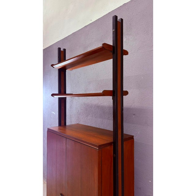Mid-Century Modern Modular Wall Unit in Veneer and Black Metal Cabinet, Europe, 1960s For Sale - Image 10 of 18