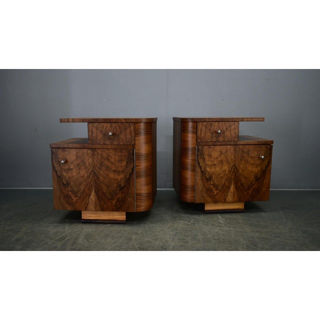 Art Deco Bedside Tables, Former Czechoslovakia, 1930s, Set of 2 For Sale - Image 3 of 18