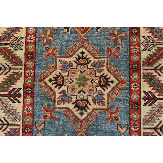 Blue Kazak Runner 2’9” X 10′ Blue Wool Tribal Hand-Knotted Oriental Rug For Sale - Image 8 of 13