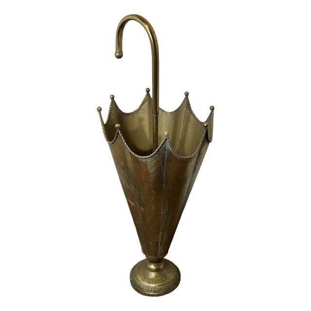 Brass Umbrella-Shaped Umbrella Stand, 1920s For Sale