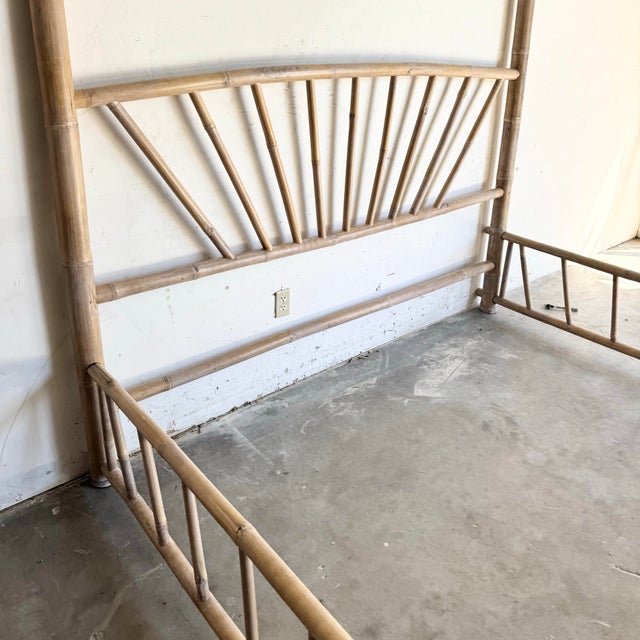 Brown Vintage Boho Chic Bamboo King Size Canopy Bed For Sale - Image 8 of 9