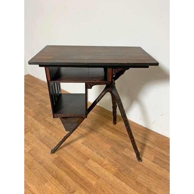 Circa 1870s-1890 Hand Carved Antique Adirondack Table Stand For Sale - Image 11 of 13