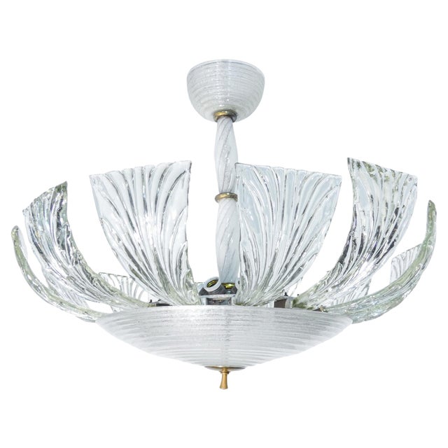 Chandelier attributed to Barovier & Toso, Murano, 1940s For Sale