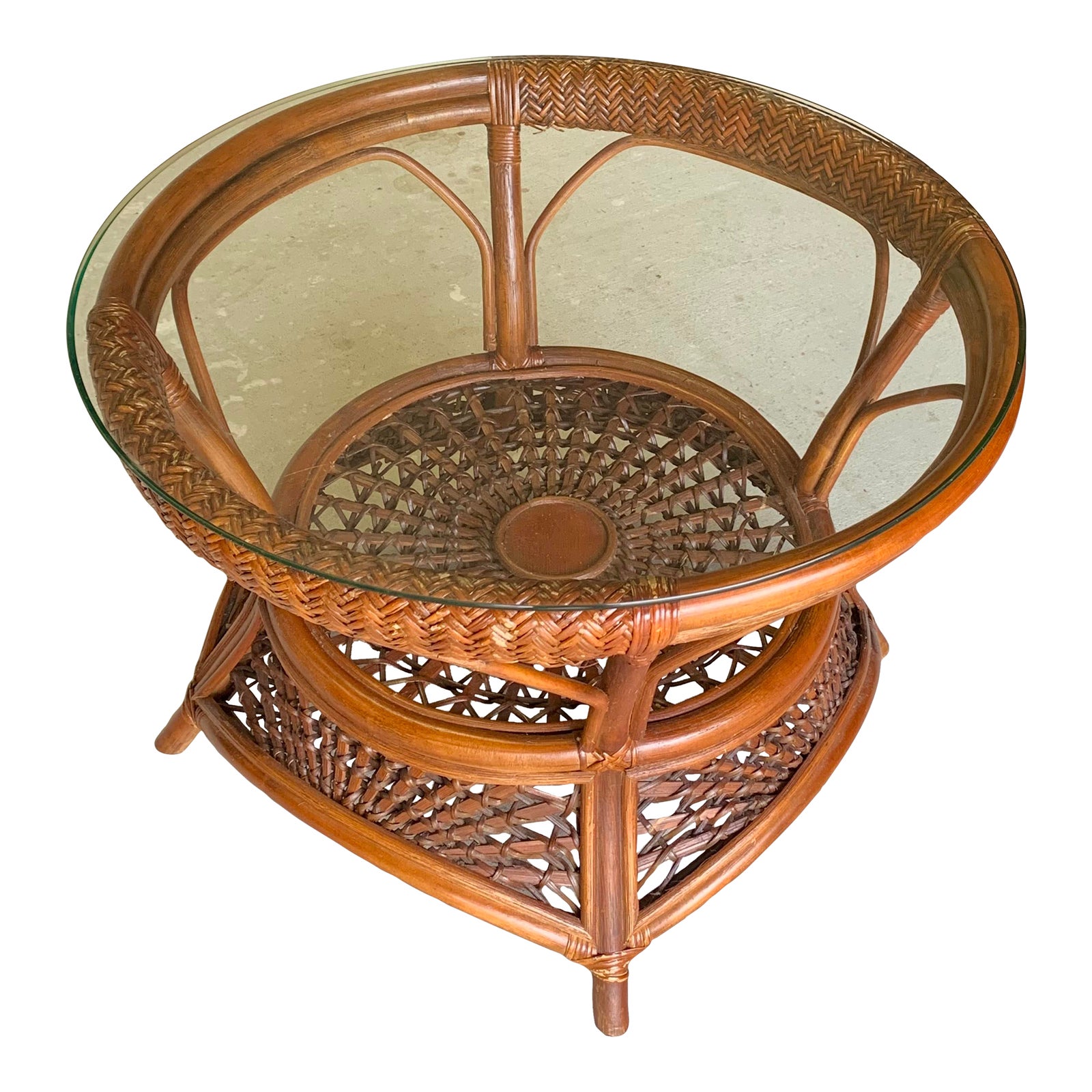 Coastal Tommy Bahama Rattan Side Table Chairish