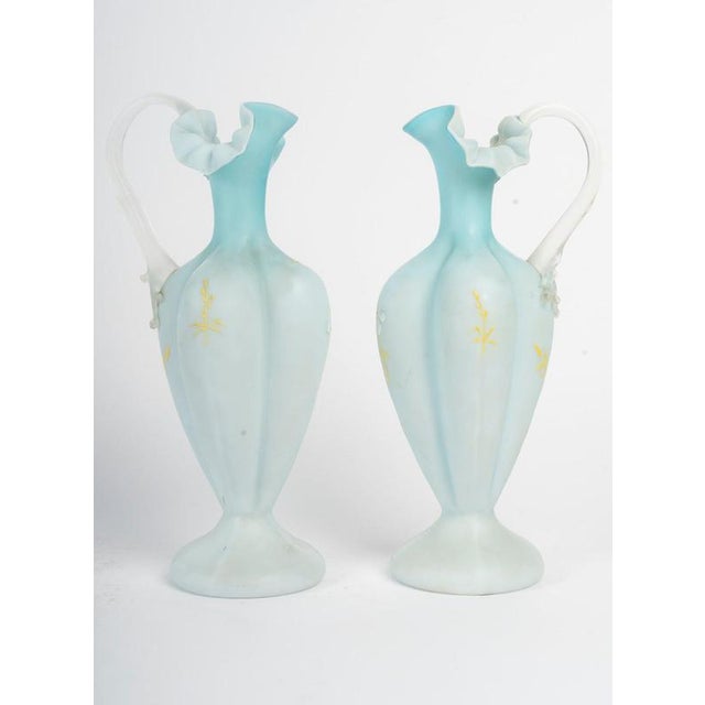 Early 20th Century Enameled Opaline Ewers, Set of 2 | Chairish