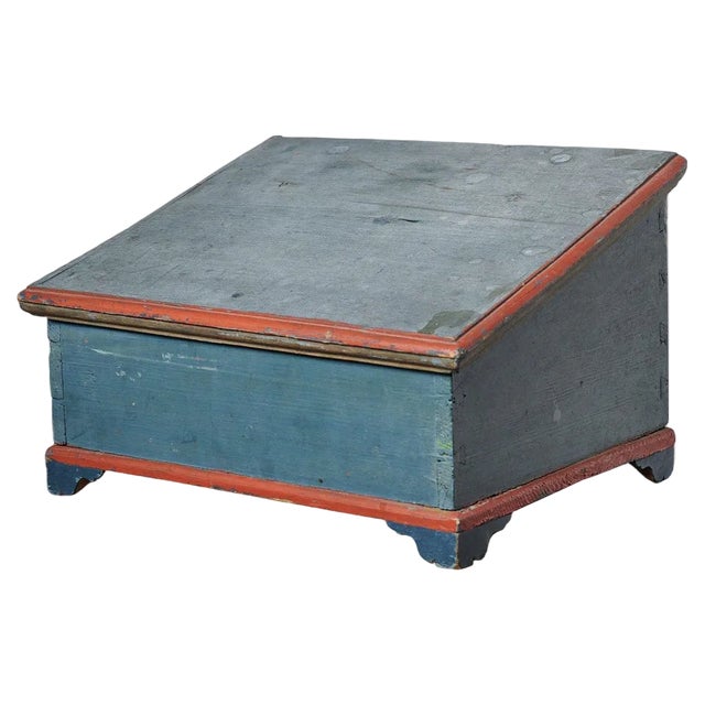 Antique Swedish Blue Folk Art Box For Sale