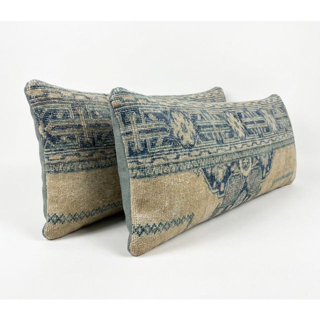 Mid-Century Modern Turkish Oushak Bedding Rug Pillow Cover 16'' X 47'' - Set of Two For Sale - Image 3 of 4