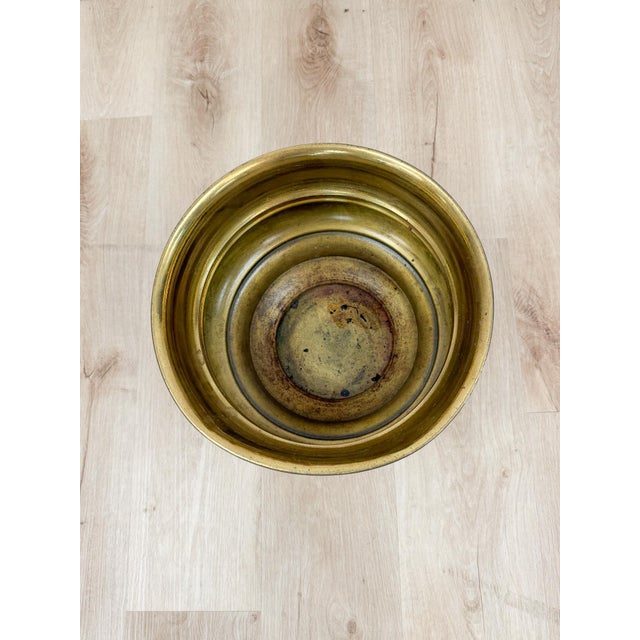 Mid 20th Century Large Vintage Brass Planter VaseMCM Hollywood Regency Coastal Eclectic For Sale - Image 5 of 8