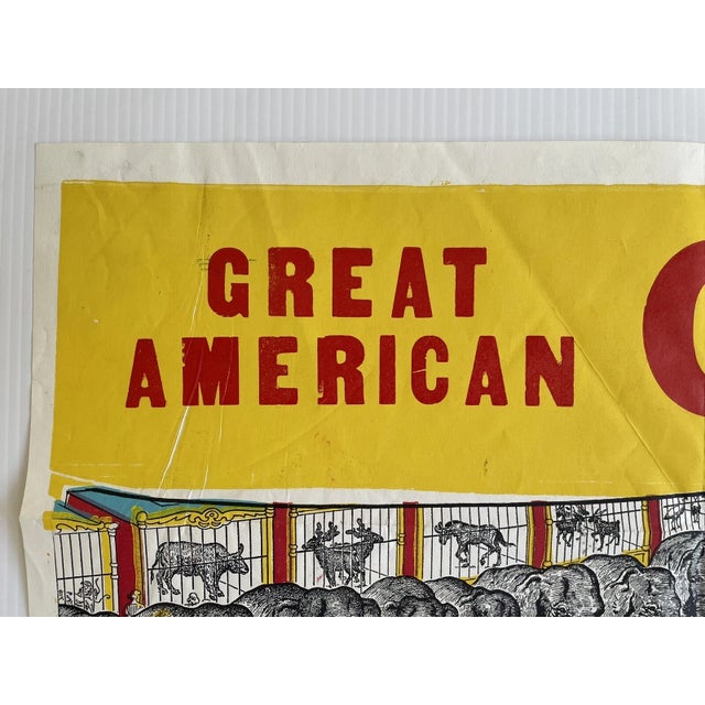 American Vintage Great American Circus Poster by the Enquirer Printing Cincinnati 21x28” For Sale - Image 3 of 10