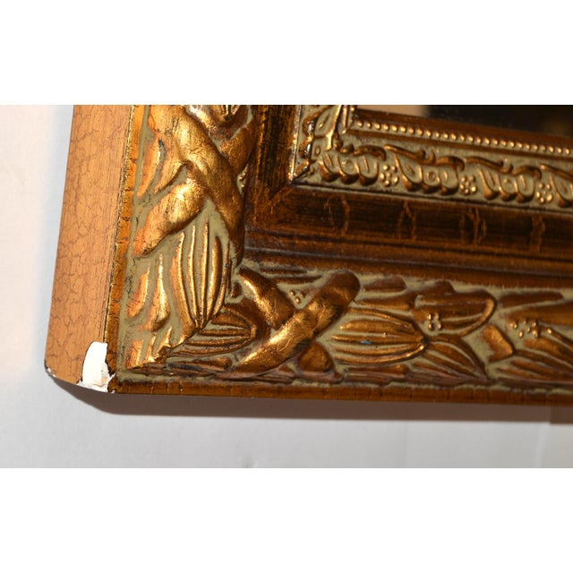 Early 20th Century Gilded Trumeau Beveled Mirror With Floral Oil Painting For Sale - Image 14 of 15