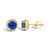 Contemporary 10K Yellow Gold Blue Sapphire and 1/6 Cttw Diamond Halo Stud Earrings, A Pair For Sale - Image 3 of 5