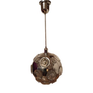 Glass and Metal Pendant Lamp in the style of Oscar Torlasco, 1970s For Sale