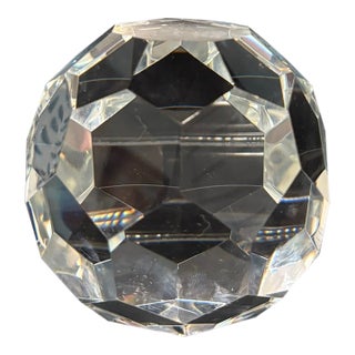 Large Vintage Faceted Crystal Glass Gemstone Paperweight Sculpture For Sale
