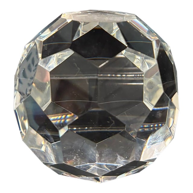 Large Vintage Faceted Crystal Glass Gemstone Paperweight Sculpture For Sale