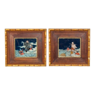 Chinese Reverse Paintings on Glass - a Pair For Sale