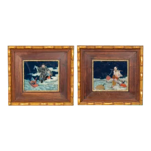 Chinese Reverse Paintings on Glass - a Pair