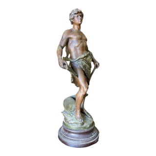French "Le Travail" Hammership Spelter Sculpture by Francois Moreau, Circa 1900 For Sale