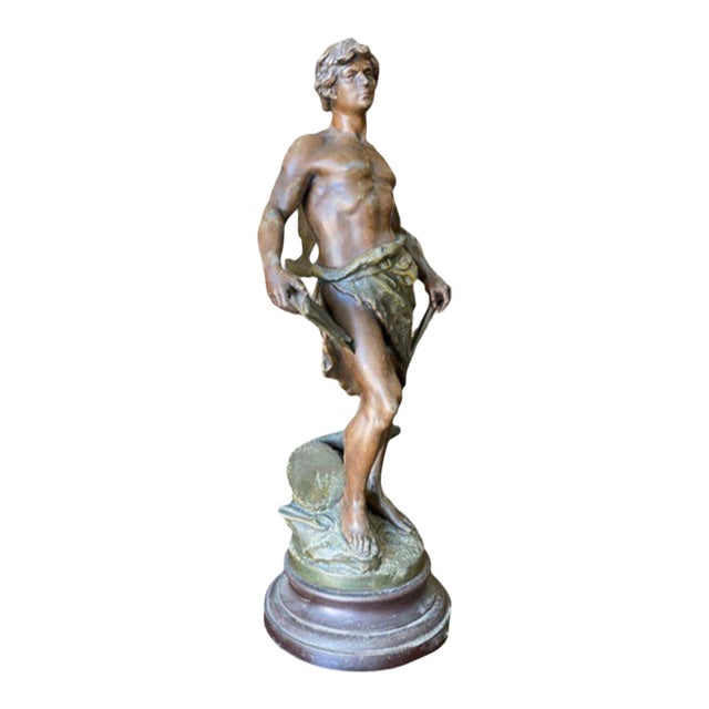 French "Le Travail" Hammership Spelter Sculpture by Francois Moreau, Circa 1900 For Sale