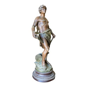 French "Le Travail" Hammership Spelter Sculpture by Francois Moreau, Circa 1900