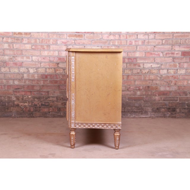 French Regency Louis XVI Gold Gilt Three-Drawer Dresser or Commode For Sale - Image 12 of 13