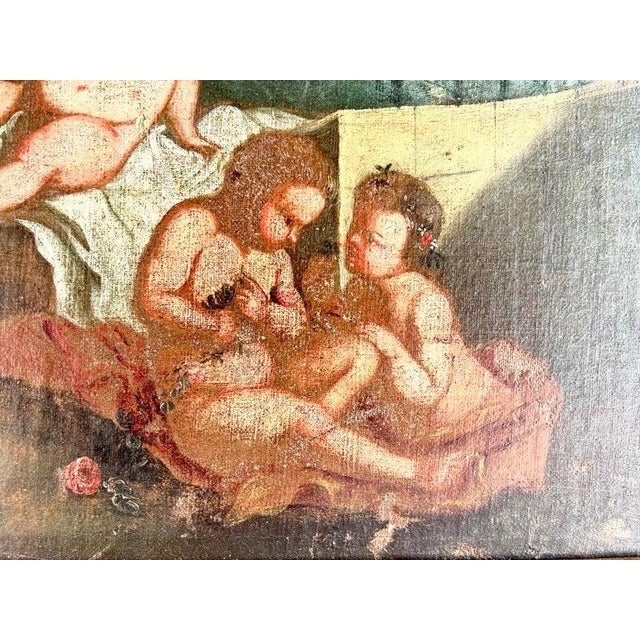Rococo 19th C. Italian Oil on Canvas W/ Cherubs For Sale - Image 3 of 12