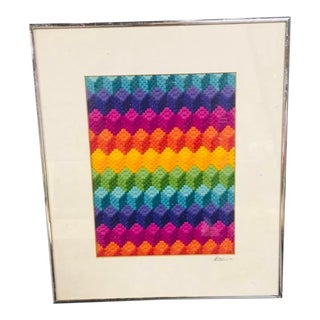 Contemporary Op Art Cross Stitch, Framed For Sale